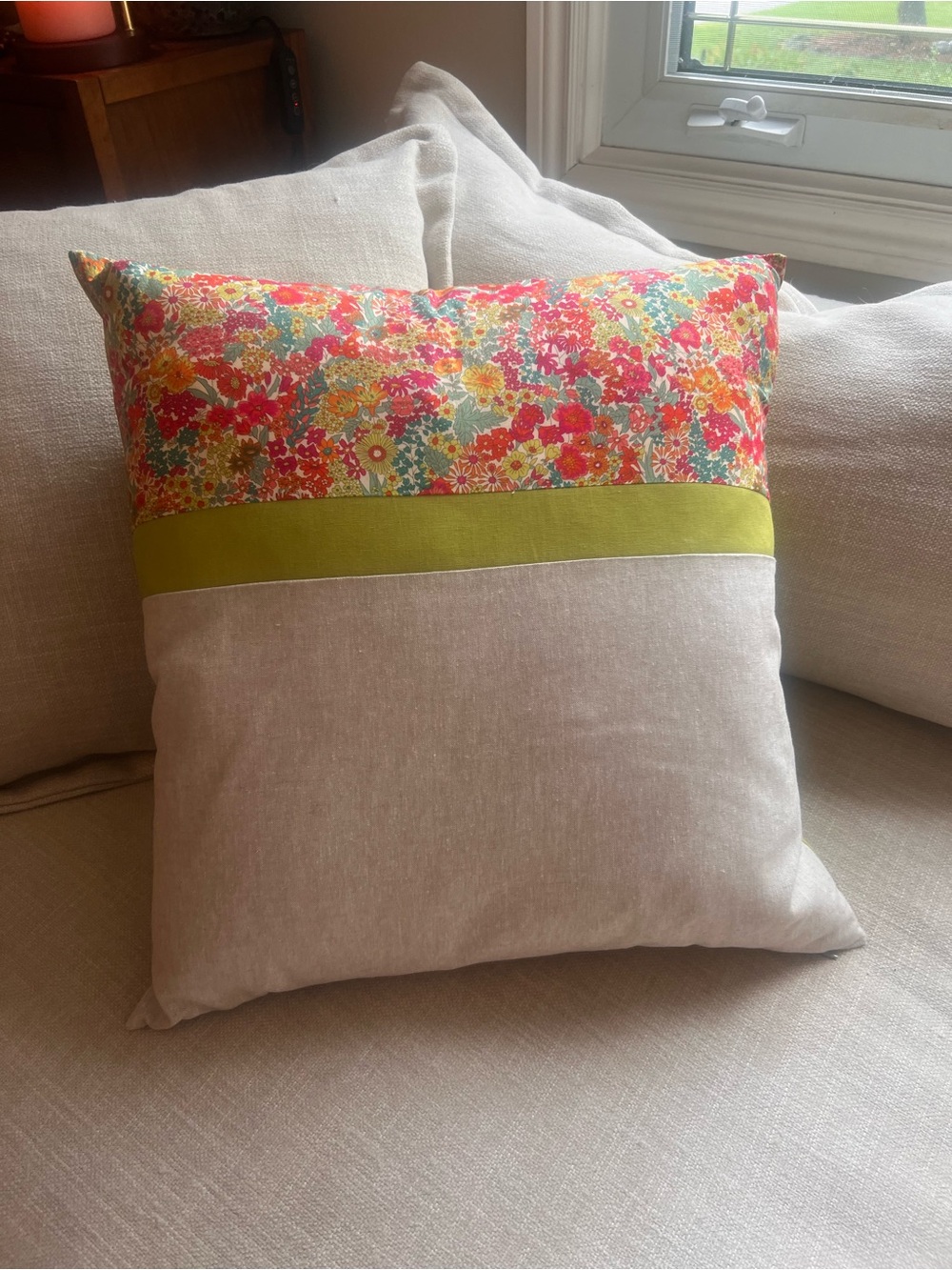 Walkerville Textiles Floral Linen Throw Pillow 18x18